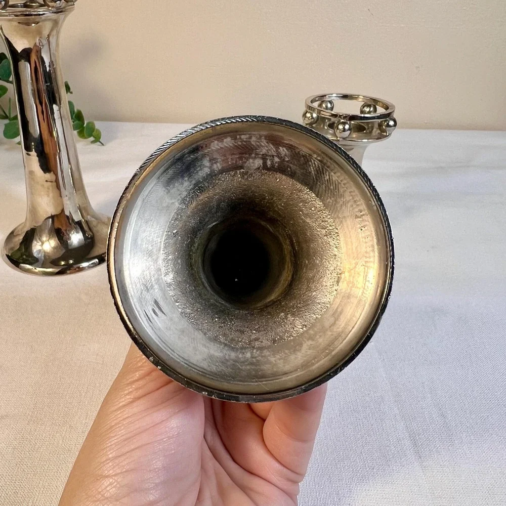 Vintage MCM Silver Plated Ball Candlestick Holders | RARE | Set of 3